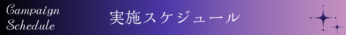 Campaign schedule/実施スケジュール